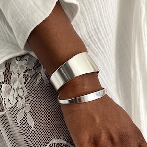 Wide Vintage Shiny Silver Open Cuff• Adjustable Wavy Thin Bracelet• Antique Silver Oversized Chunky Cuff by AnAngelsHug• Birthday Gift Idea