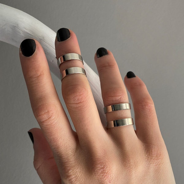 Double line minimal ring, silver finger cuff, midi pinky ring, knuckle ring, stackable ring, chevalier ring, geo lines ring mother's  gift