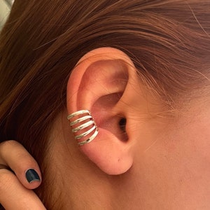 Sterling Silver Fake Five Line Ear Cuff• Statement Conch Lightweight Cuff• Geo Boho Cartilage Earring by AnAngelsHug• Unisex Birthday Gift