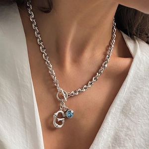 Collier chaîne lettre initiale Swarovski de luxe, tour de cou personnalisé plaqué argent, grand pendentif initial personnalisé, pendentif en cristal monogramme