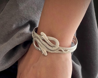 Vintage Adjustable Snakes Bracelet• Oxidized Interlocking Serpents