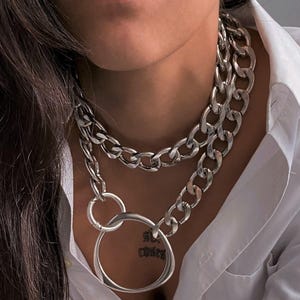Extra Große O-Ring-Verschluss Panzerkettenhalskette• Doppelt gewickelte Choker• Statement-Halskette• Verstellbare klobige Halskette by AnAngelsHug