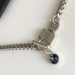 Swarovski necklace, link chain padlock necklace, thick chain key-lock crystal choker, uno de 50 padlock necklace, womens gift, mother's gift