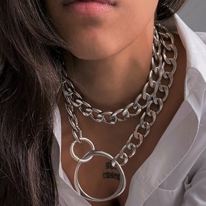 Très grand collier gourmette à fermoir torique • Ras de cou léger double tour • Collier tendance • Gros collier réglable par AnAngelsHug