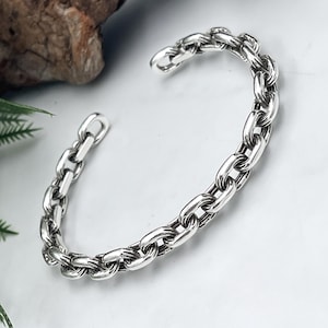 Massive Kette für Herren, Silbermanschette • Silber Abgerundetes Box Kettenarmband • Box Kettenarmband • Verstellbares Armband von AnAngelsHug • Geschenk für Ihn