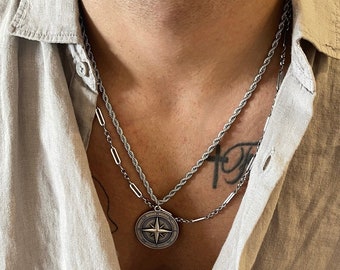 【as\"on】ASON TRAIN NECKLACE NYC Subway Token Pendant on Box Chain Stainless Steel
