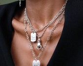 ★SENTIMENTS★ NO.346 [SILVER] NECKLACE Sterling Silver Stretch No Clasp Necklaces Chokers 3mm, Puff