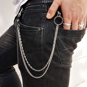 Double Wallet Chain, Hand Braided Leather, Men's Leather Wallet