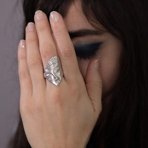 Antique Silver Ancient Greek Face Ring• Adjustable Statement Face Ring• Abstract Shaped Face Ring• Archaeological Jewelry by AnAngelsHug
