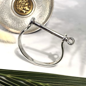 Womens silver screw cuff bracelet, U shaped chunky bracelet with a screw, bold uno de 50 style cuff bracelet, sturdy shackle shaped bracelet