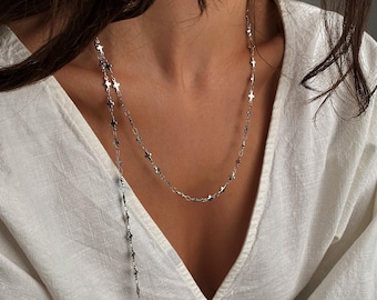 Dainty crosses chain necklace, multi style minimal necklace, unique double layered necklace, Y shaped modern rock necklace, girlfriends gift