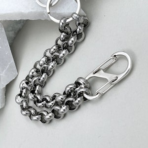 Chunky Dark Stainless Steel Adjustable Bracelet• Mens Double Oversized Chain Bracelet• Rock Style Carabiner Chain Bracelet• by AnAngelsHug