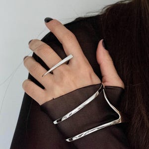 Stainless Steel Three Finger Pointy Ring• Polished Dagger Waterproof Modern Cuff Ring• Solid Sharp Festival Ring AnAngelsHug• Gift For Her