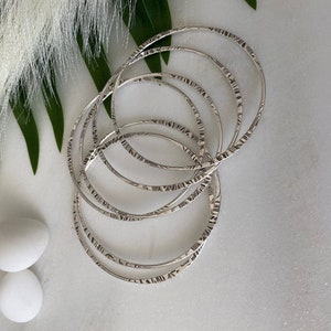 Set of three silver plated lightweight bangles, womens antique silver engraved cuffs, dark silver delicate cuff bracelets, girlfriends gift