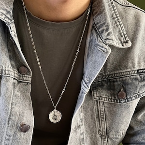 Antique Silver Snake Coin Long Necklace• Mens Stainless Steel Chain Necklace• Street Style Serpent Pendant Necklace AnAngelsHug• Unisex Gift