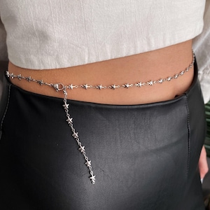 Small Stars Waterproof Belly Chain• Star Elegant Body Necklace• Cross Stainless Steel Waist Chain• Stackable Body Jewelry by AnAngelsHug