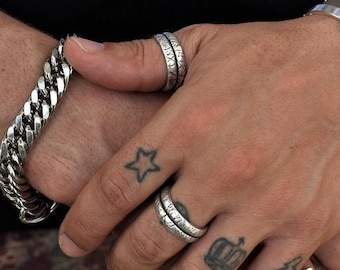 Antiker Silber Doppel Bar zerkratzter offener Ring • Herren Bandring im strukturierten Stil • Verstellbarer Herren Rock Stil Distressed Ring • von AnAngelsHug