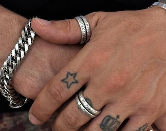 Antik Silber Doppel-Bar zerkratzt offener Ring, strukturierte Band Herrenring, verstellbare Rock Stil beunruhigt Ring, Freund Geschenk