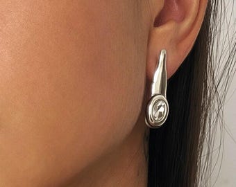 Pendientes de lujo con cristales Swarovski en forma de lágrima: antiguos pendientes chapados en plata de ley.