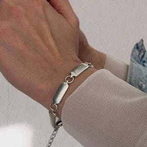 Womens Uno de 50 Style Chain Bracelet• Silver Adjustable Rectangle Links Chain Bracelet• Modern Chunky Tag Bracelet AnAngelsHug• Womens Gift