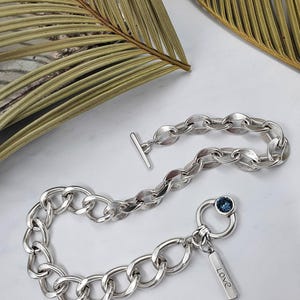 NEW! Statement chains Swarovski necklace, curb chain choker, antique silver chunky necklace, oxidized silver bold necklace, uno de 50 style.