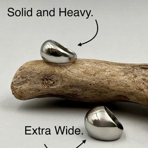 Bold Rock Style Statement Silver Dome Ring: Stainless Steel Everyday Wear