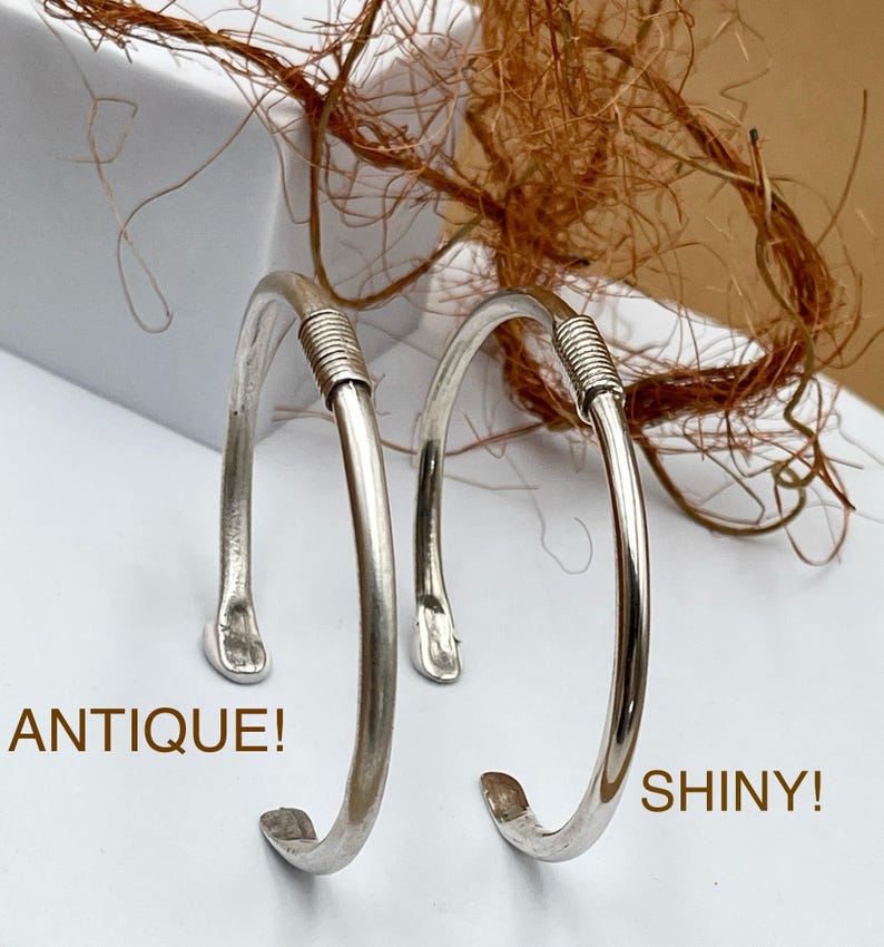 Antique Silver Spring Bracelet Cuff• Mens Adjustable Solid Everyday Cuff• Unisex Distressed Bracelet by AnAngelsHug• Gift for Him image 2
