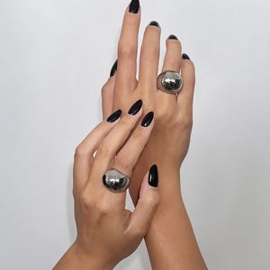 Bold Rock Style Statement Silver Dome Ring: Stainless Steel Everyday Wear
