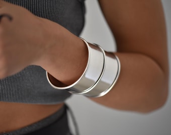 Extra Wide Antique Silver Cuff Bracelet• Adjustable Bold Chunky Open Bangle• Lightweight Vintage Oversized Statement Bracelet by AnAngelsHug