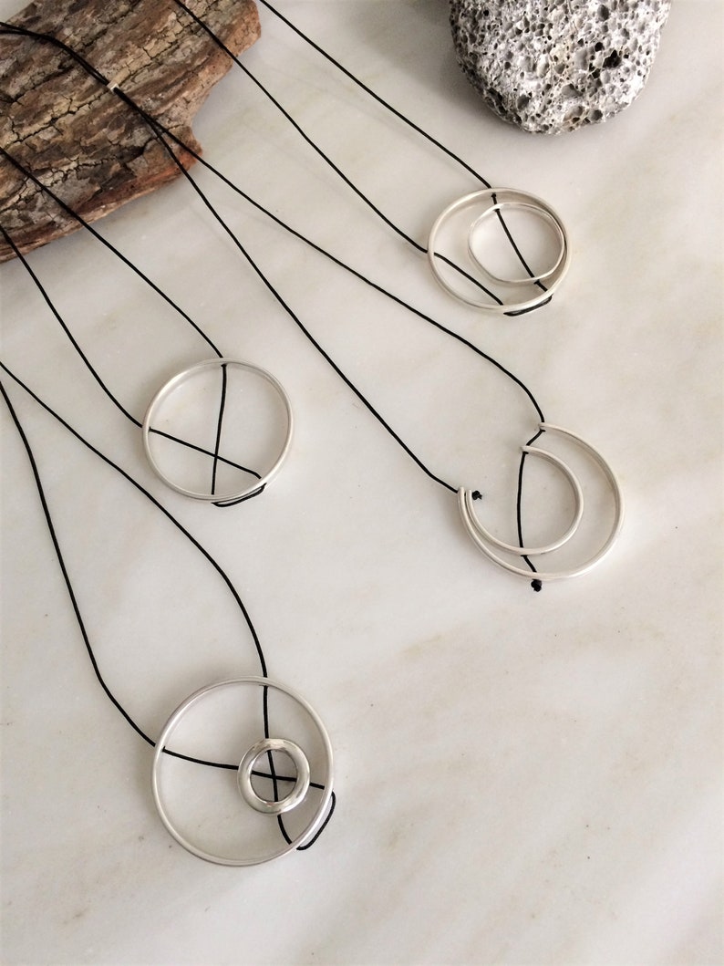 Silver Circles Necklace Womens Minimal Necklace Two Circles Etsy