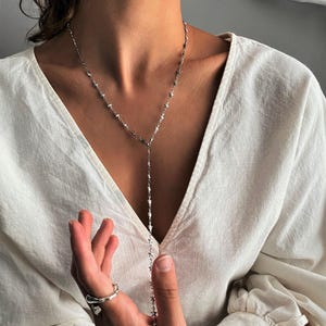 Small stars multistyle chain necklace, double layer necklace, dainty adjustable lariat chain, minimal multi stars long necklace, girls gift.