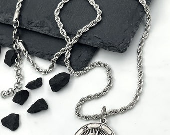 Statement Stainless Steel Chain Compass North Star Necklace