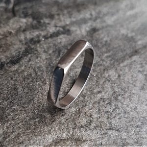 Geometric Hexagon Nut Ring: Silver Plated Ring Size 6.5 US