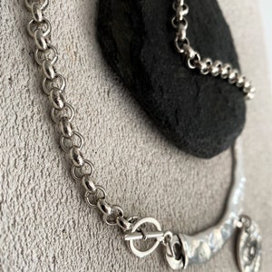 Bold Large Evil Eye Hammered Metal Chain Choker, Silver Chunky Eye ...