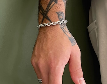 Antique Silver Box Chain Open Cuff Bracelet: Adjustable Urban Style Bangle