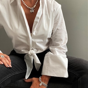 Bracciale multicatena in argento con cristalli Swarovski, bracciale a tre fili audace con cristalli, elegante bracciale a catena stile Uno de 50 da donna, regalo per la fidanzata immagine 11