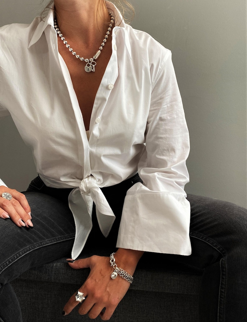 Bracciale multicatena in argento con cristalli Swarovski, bracciale a tre fili audace con cristalli, elegante bracciale a catena stile Uno de 50 da donna, regalo per la fidanzata immagine 11