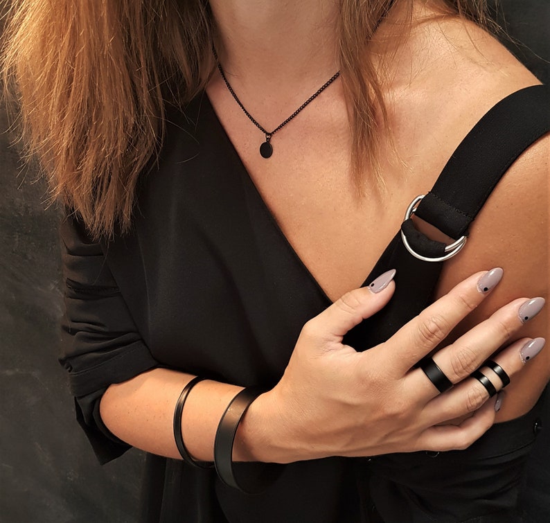 Womens Black Cuff Bracelet Black Bracelet Bangle Channel Etsy