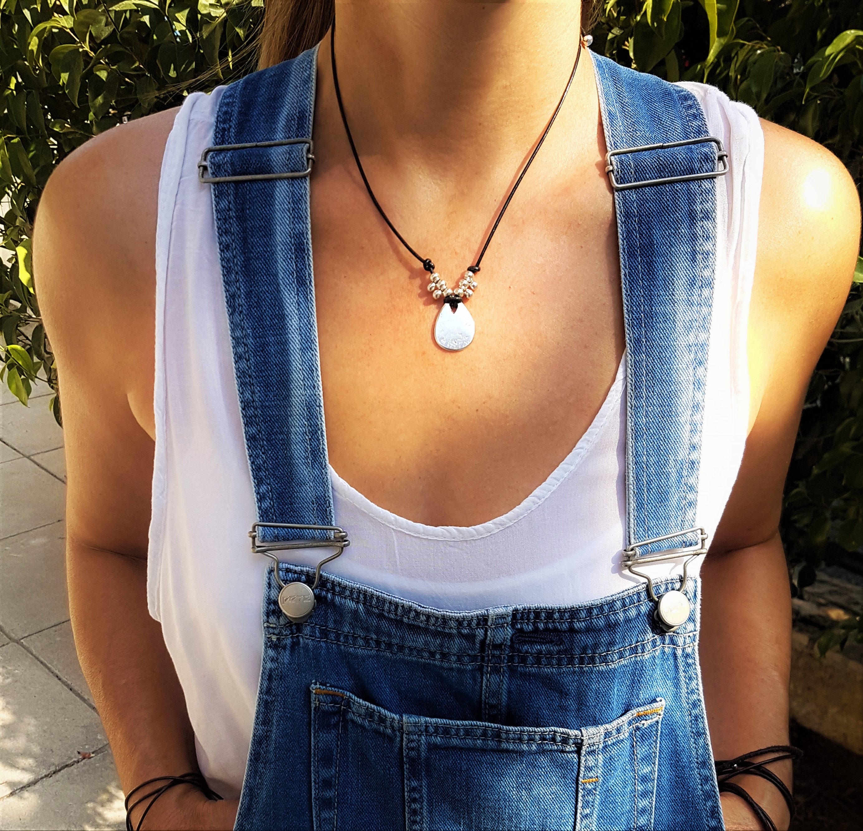 Womens Genuine Leather Cord Pendant, Black Leather Womens Genuine Leather Cord Pendant, Black Leather