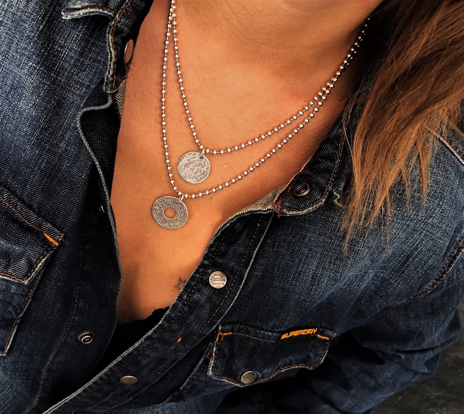 Women's Short Silver Coin Necklace Engraved Coin | Etsy