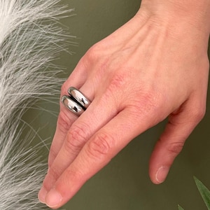 Chunky rostfritt stål glansig kupolöppen ring: Minimal vattentät stapelbar bred ring