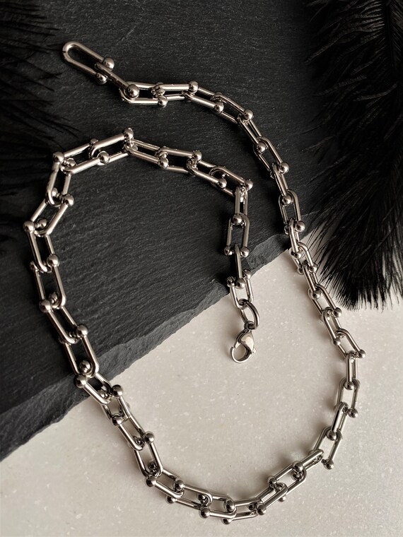 Mens U Ball Chain Necklace Silver U 