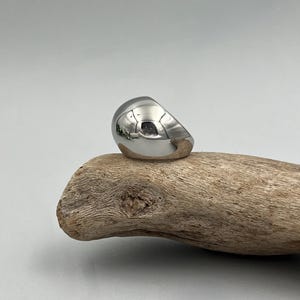 Bold Rock Style Statement Silver Dome Ring: Stainless Steel Everyday Wear