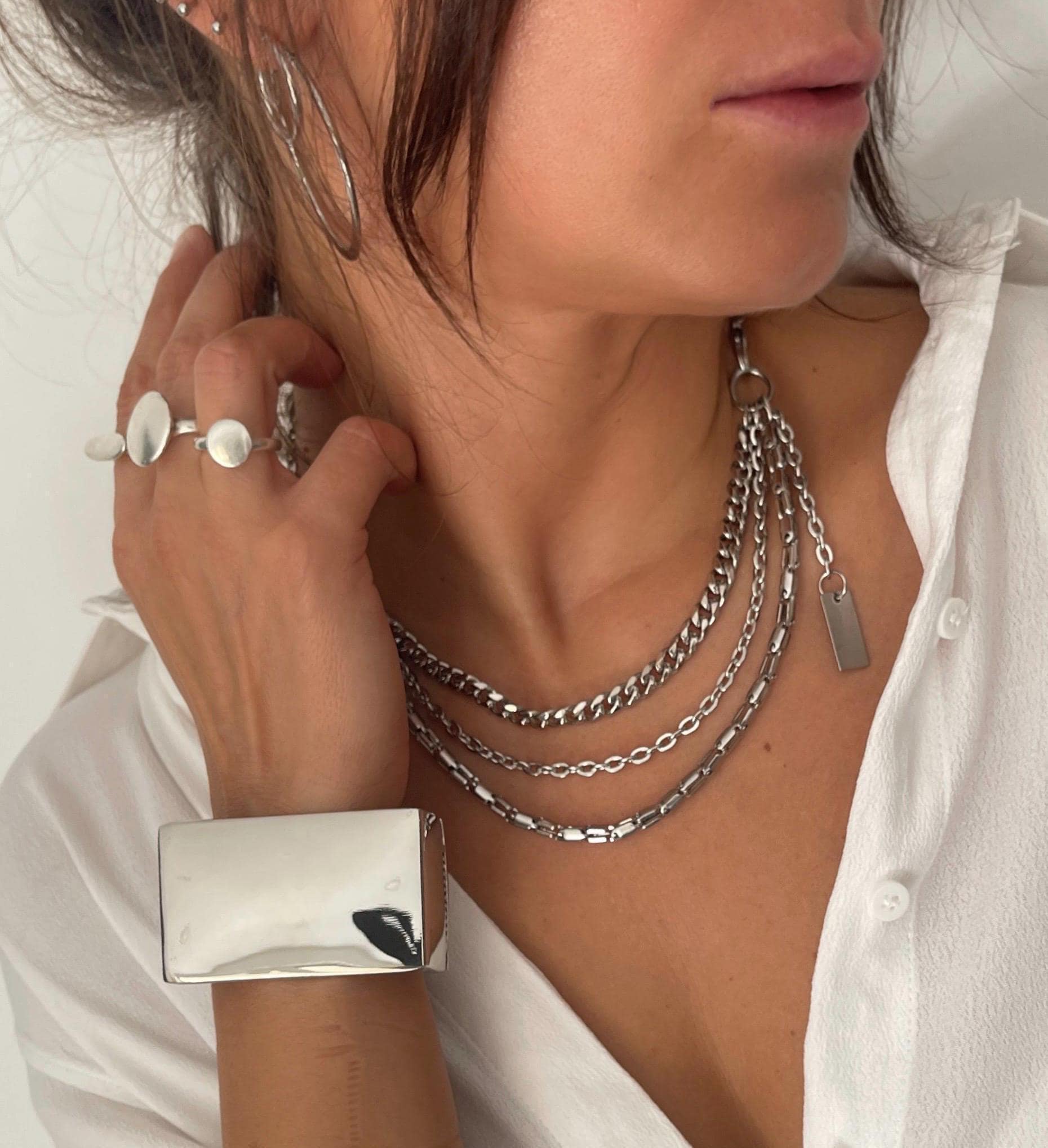 Collana Girocollo A Strati In Argento Con Ciondolo A Barra - Stile Boho Vintage, Catena Regolabile 45 Cm, Per Donne E Ragazze - 5