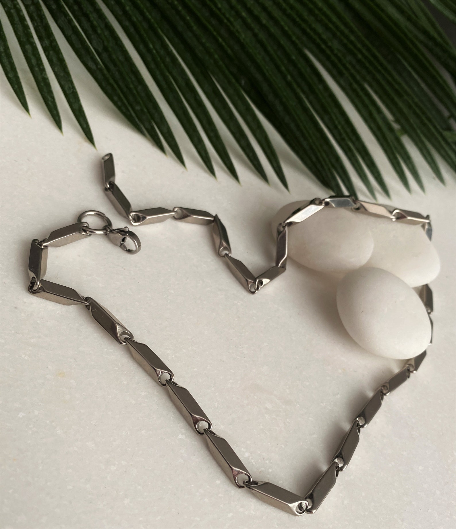 Heavy Stainless Steel Melon Seed Chain Necklace Mens Bar Link Etsy