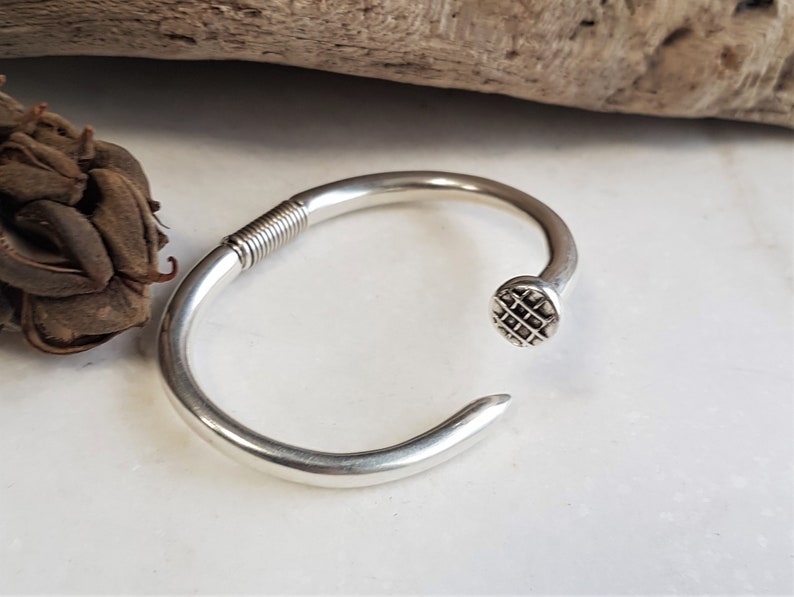 Silver nail cuff stackable bangle wristband bangle bracelet Etsy