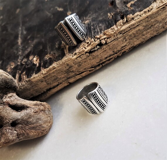 Anillo de banda abierta de plata antigua anillo de declaraci n