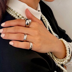 Bold Rock Style Statement Silver Dome Ring: Stainless Steel Everyday Wear