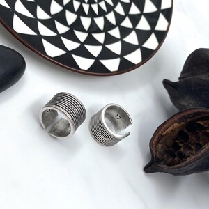Bold Ethnic Style Silver Ring: Adjustable Twisted Rope Wide Band