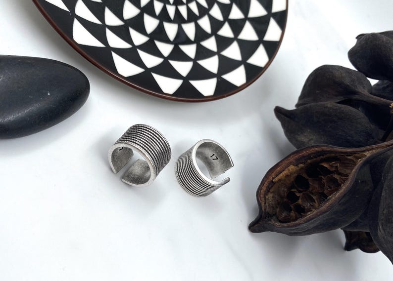 Bold Ethnic Style Silver Ring: Adjustable Twisted Rope Wide Band